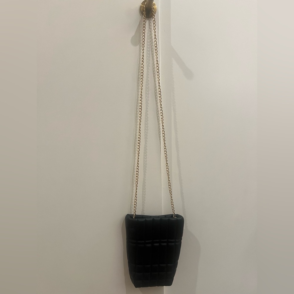 Great black faux leather crossbody going out bag